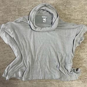 Barefoot Dreams Light Gray Women's Cowl Neck Poncho Cozychic Ultra Lite Knit